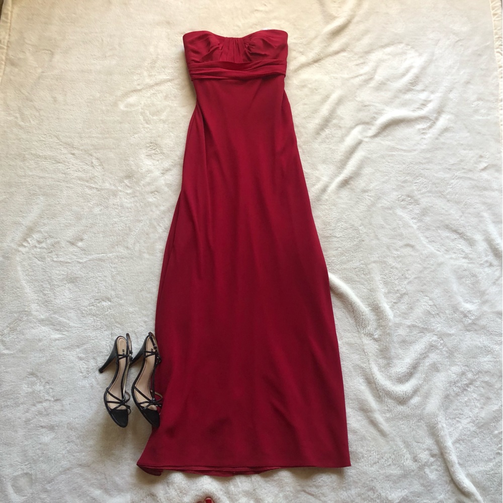 David’s Bridal long red dress